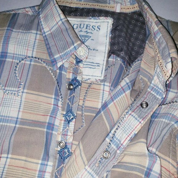 Guess Mens XXL Western Pearl Snap Shirt - Picture 3 of 12